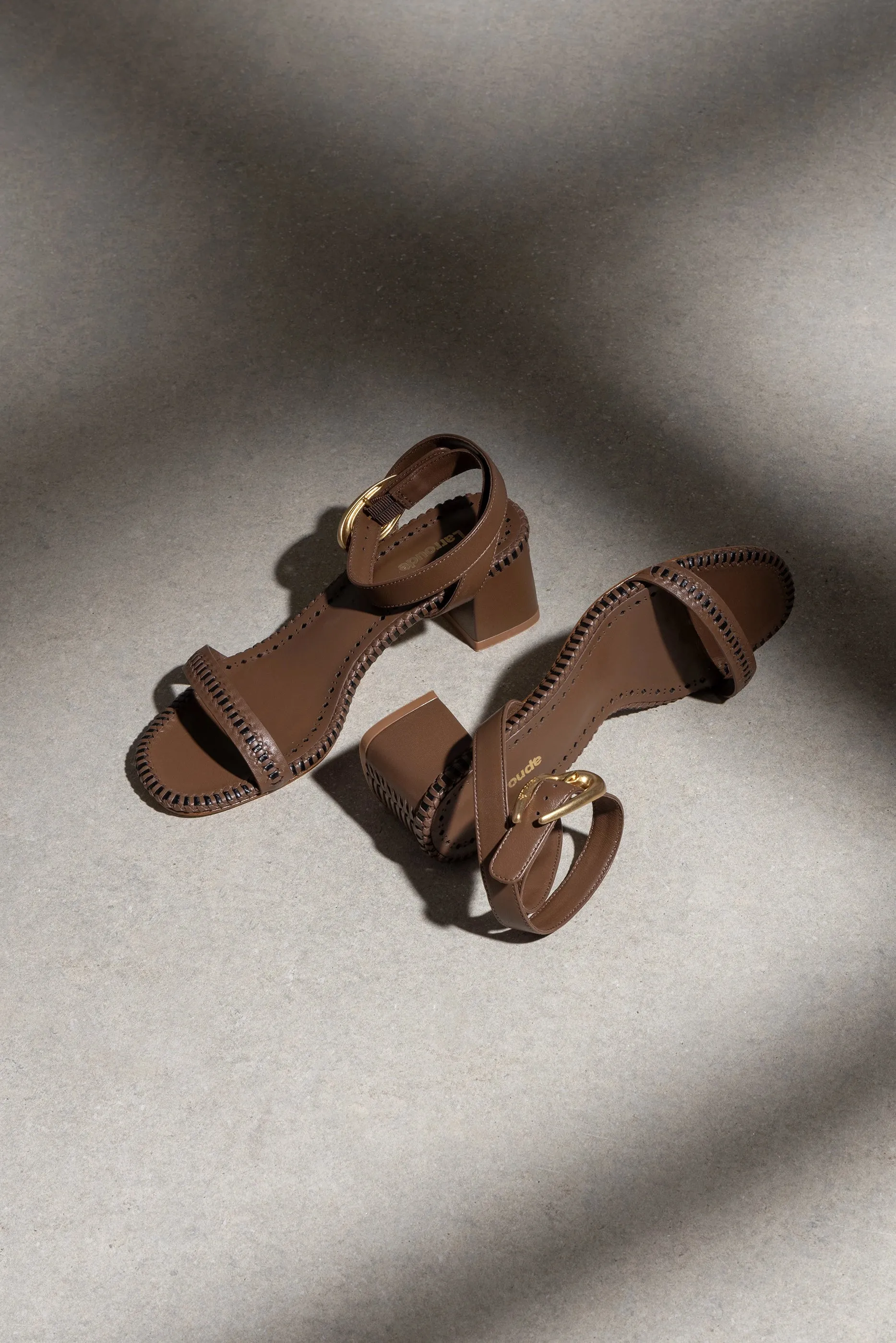 Verona Block Sandal In Burnt Umber Leather sold by Larroude product image thumbnail 2