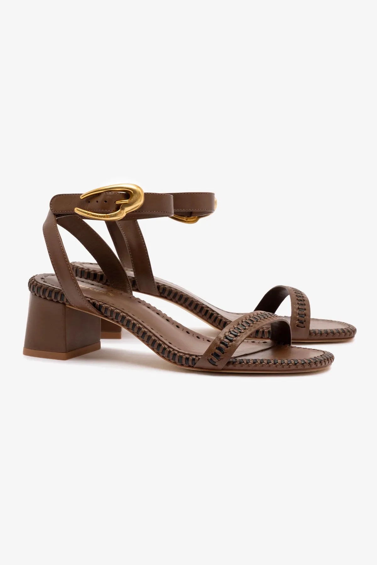 Verona Block Sandal In Burnt Umber Leather sold by Larroude product image thumbnail 3