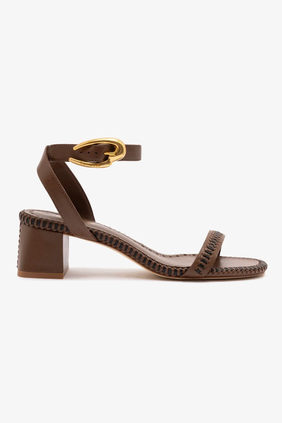 Verona Block Sandal In Burnt Umber Leather sold by Larroude