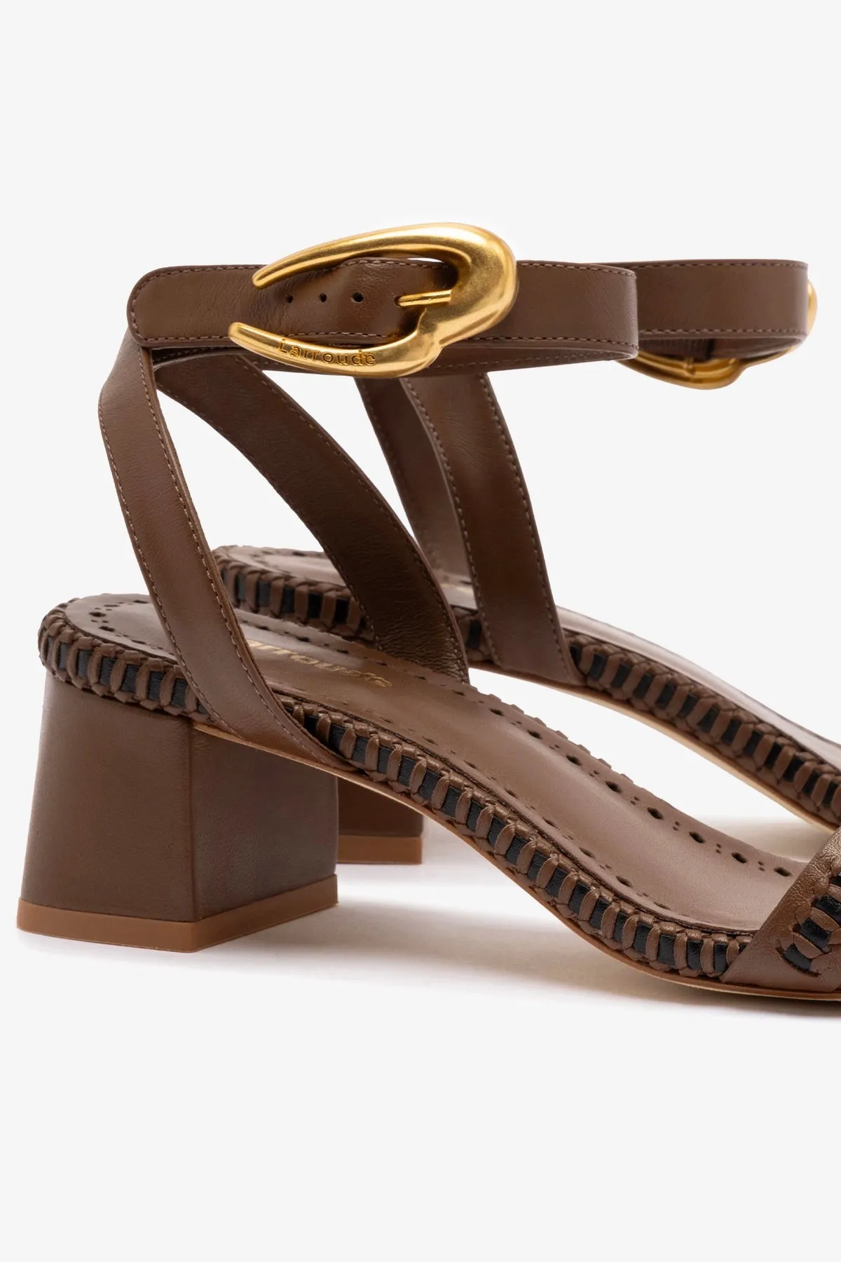 Verona Block Sandal In Burnt Umber Leather sold by Larroude product image thumbnail 4