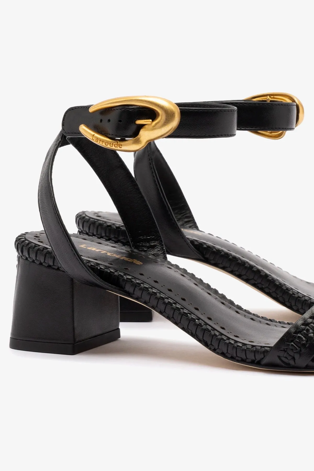 Verona Block Sandal In Black Leather sold by Larroude product image thumbnail 4