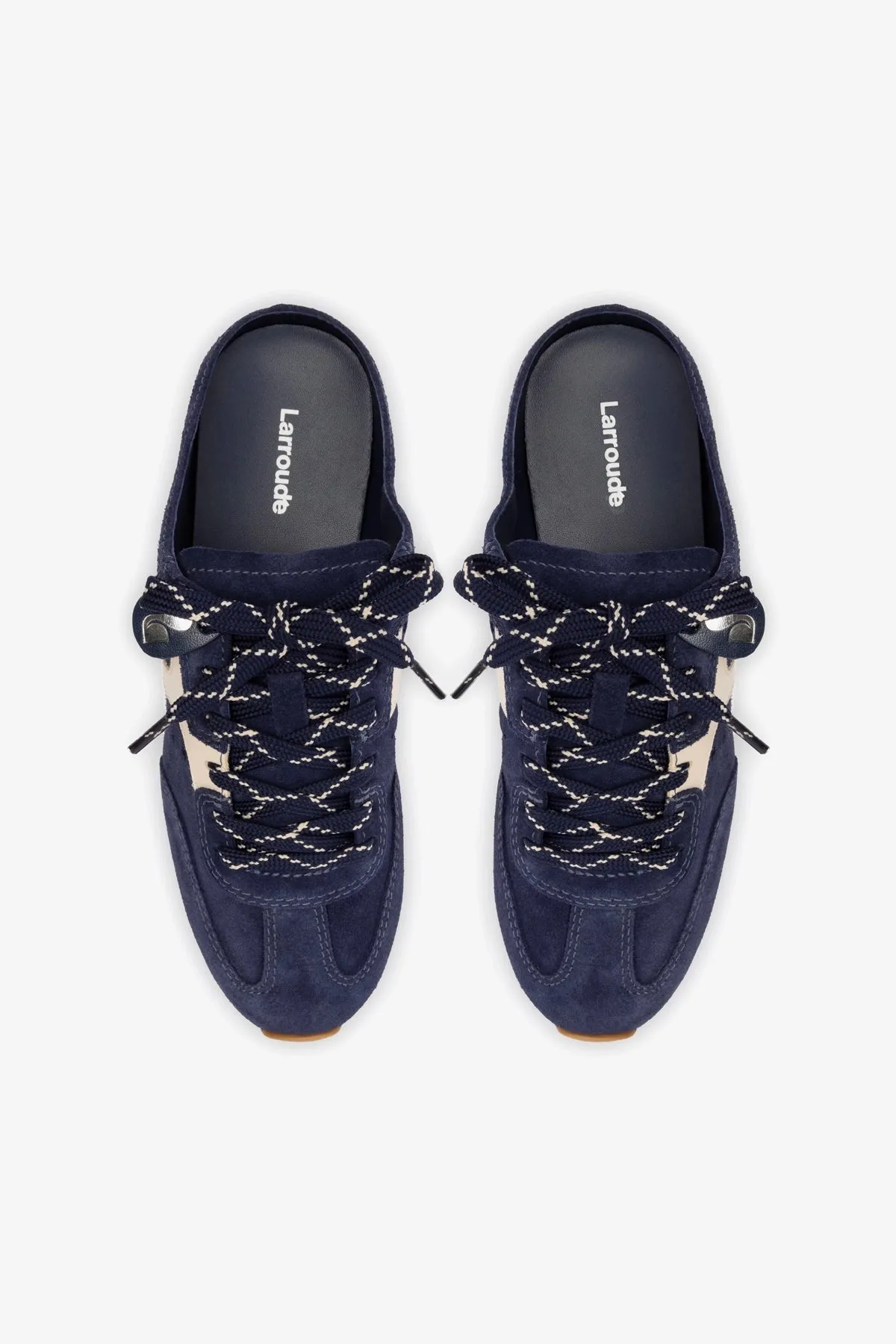 Stella Mule In Navy Suede and Ivory Leather sold by Larroude product image thumbnail 4