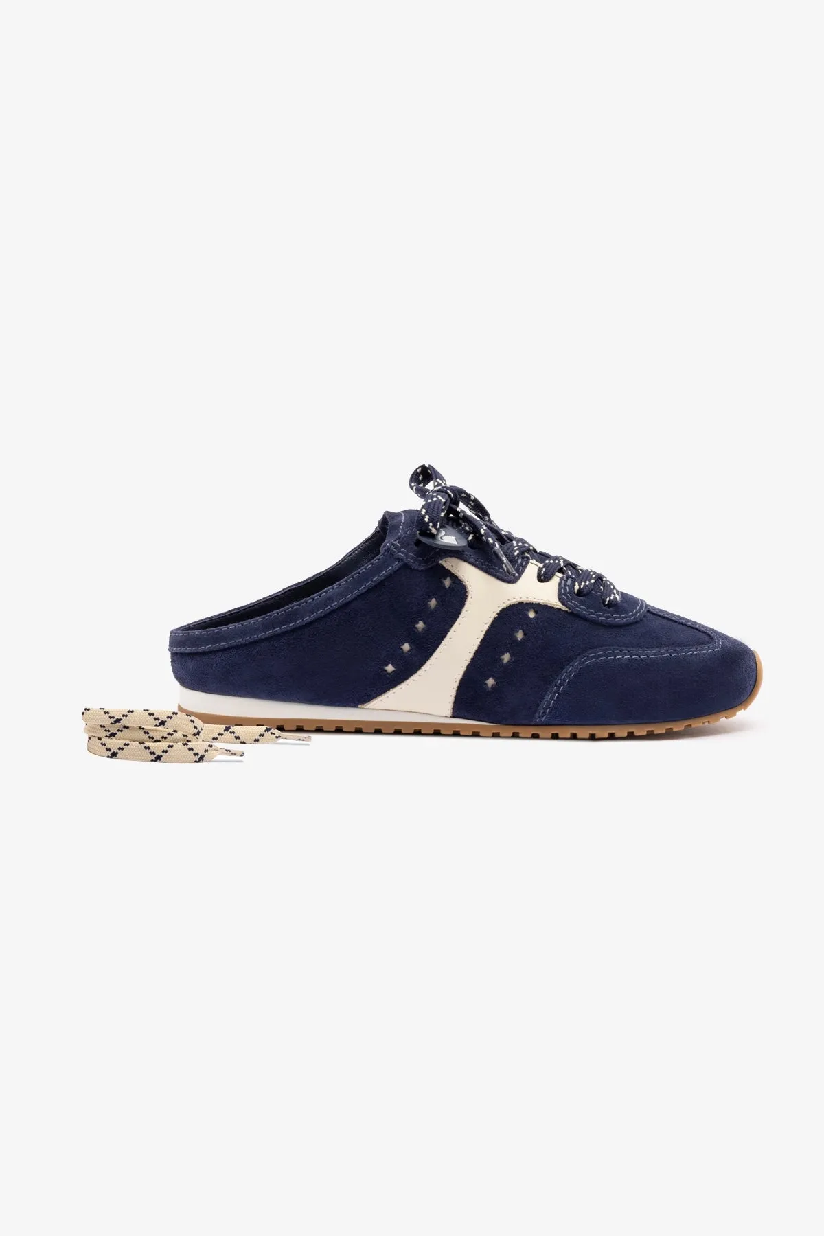 Stella Mule In Navy Suede and Ivory Leather sold by Larroude product image thumbnail 5
