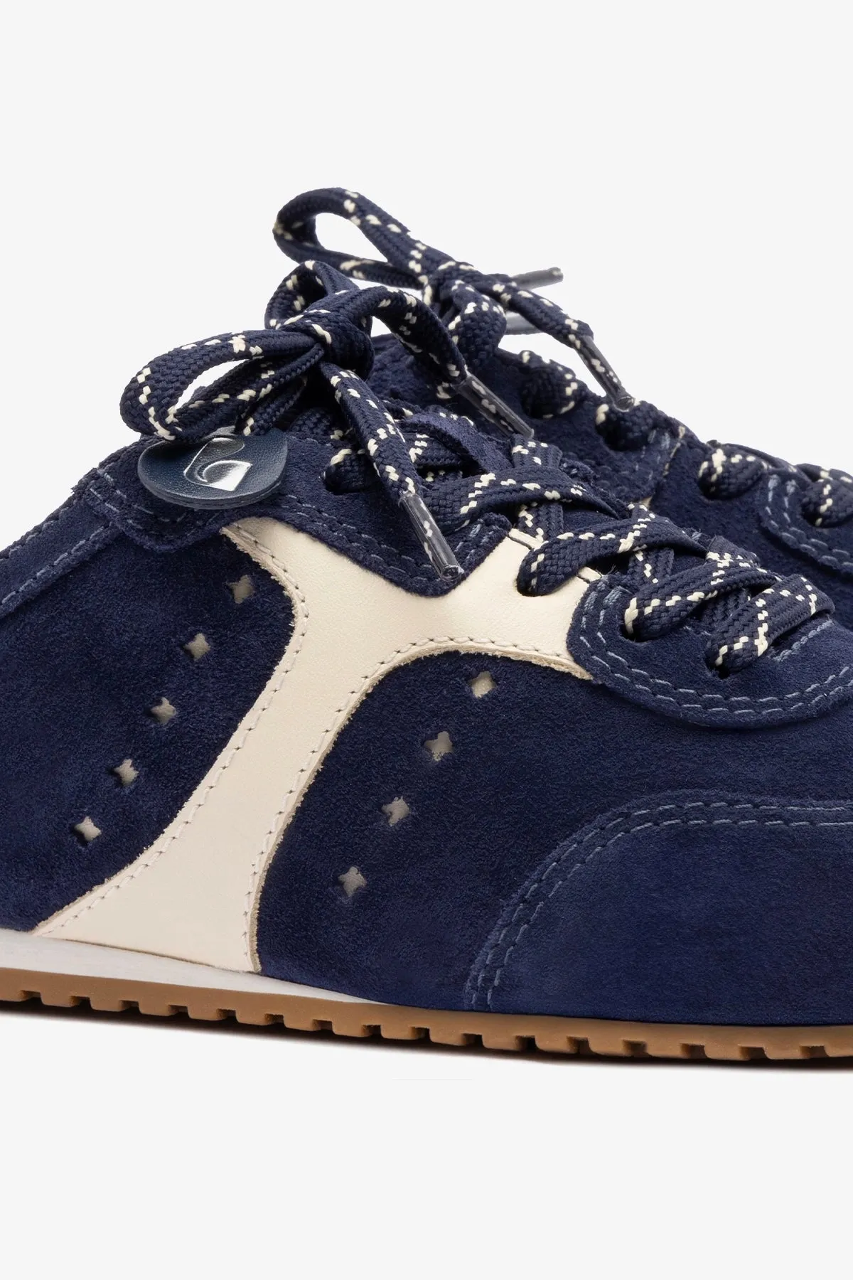 Stella Mule In Navy Suede and Ivory Leather sold by Larroude product image thumbnail 3