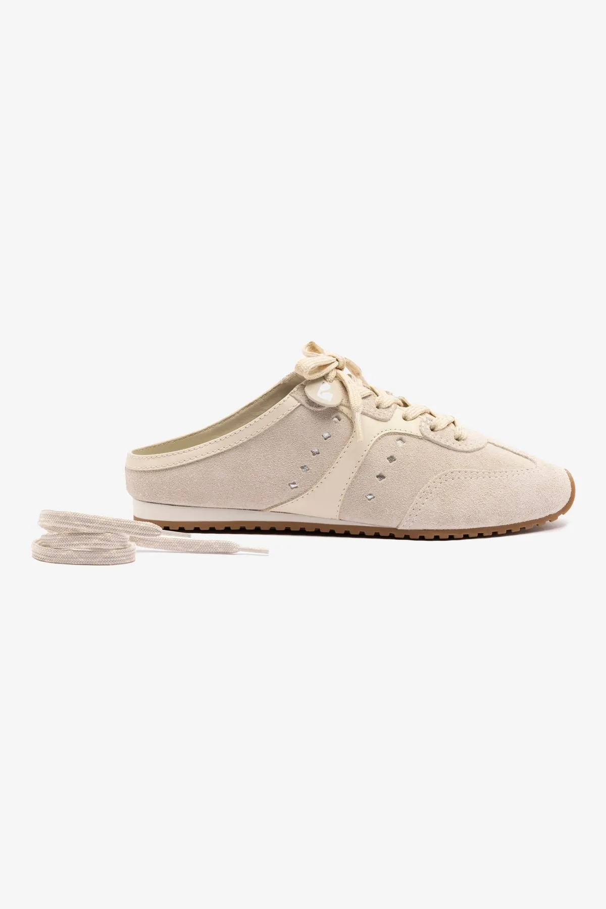 Stella Mule In Mushroom Grey Suede and Ivory Leather sold by Larroude product image thumbnail 5