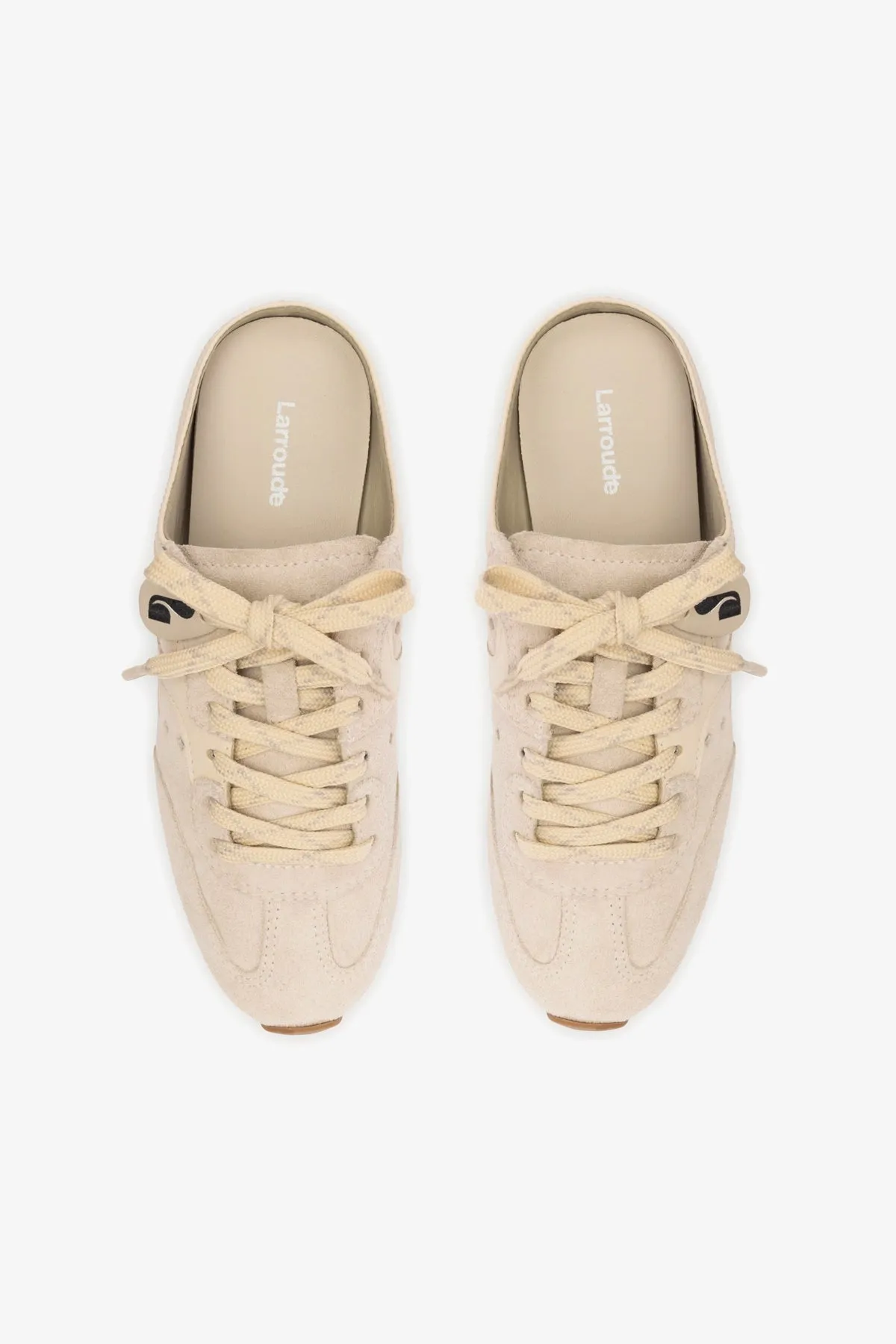 Stella Mule In Mushroom Grey Suede and Ivory Leather sold by Larroude product image thumbnail 4