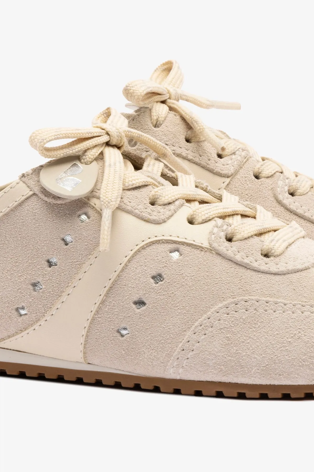 Stella Mule In Mushroom Grey Suede and Ivory Leather sold by Larroude product image thumbnail 3