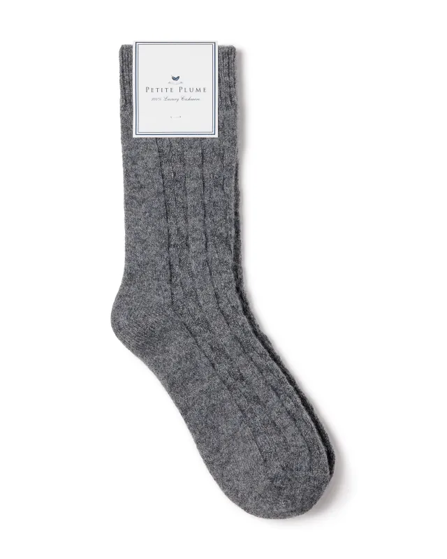 Women's Cashmere Socks in Dark Heather Grey sold by Larroude
