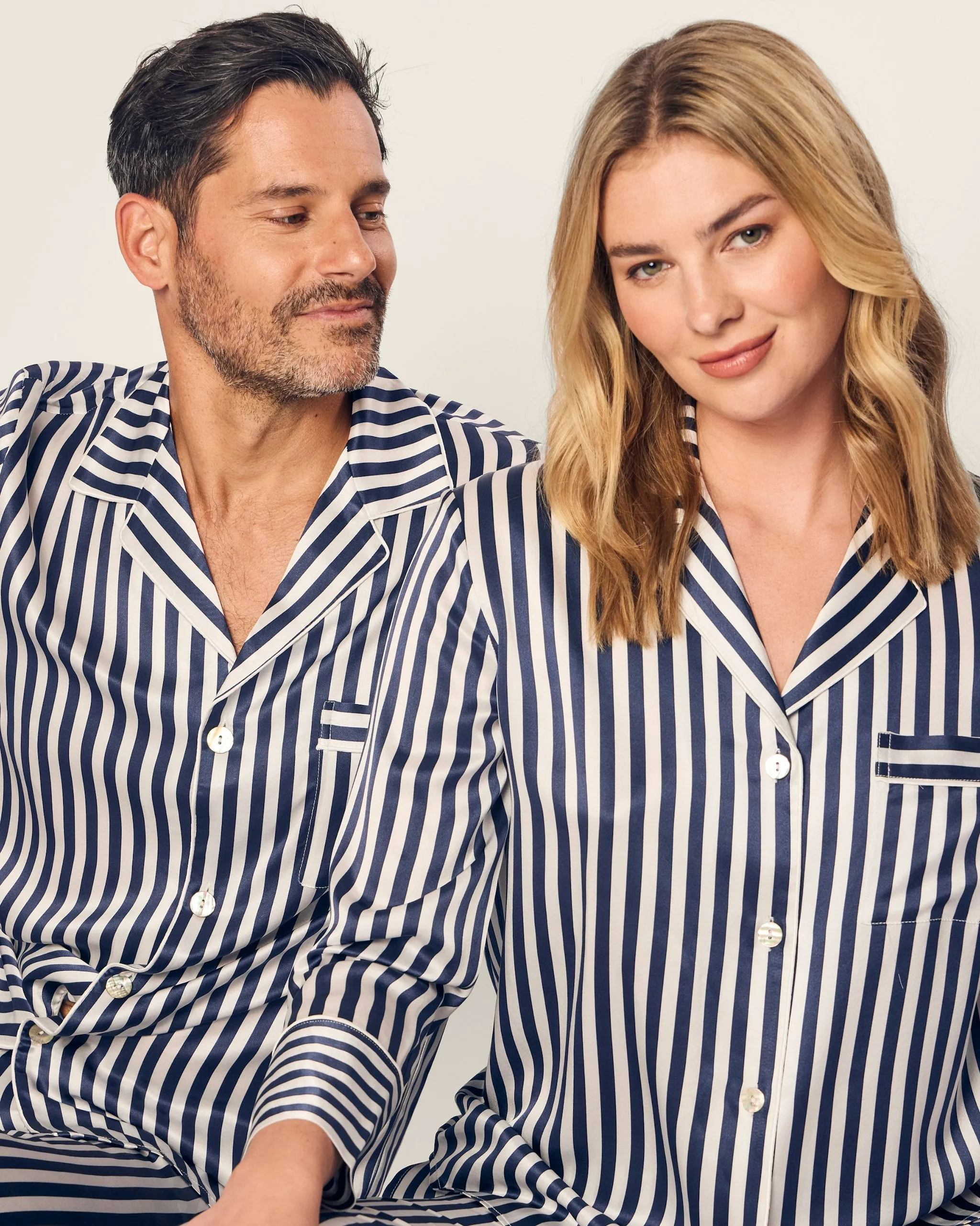 Women's Silk Pajama Set in Navy Bengal Stripe sold by Larroude product image thumbnail 5