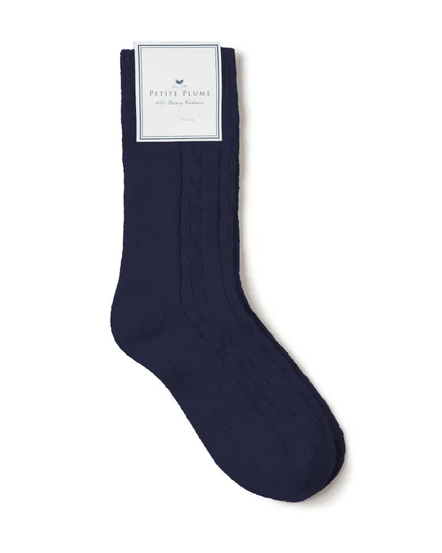 Women's Cashmere Socks in Navy sold by Larroude