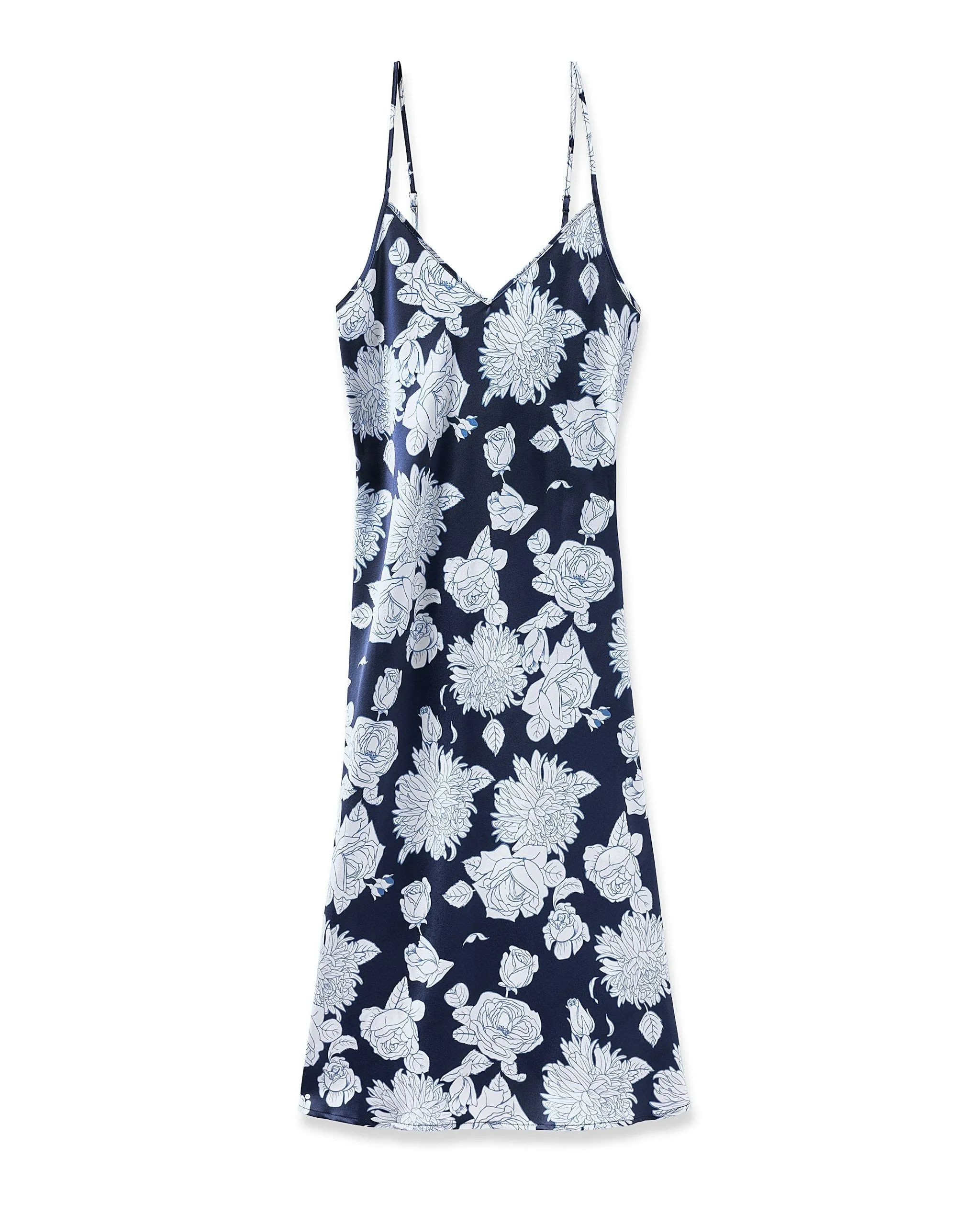 Women's Silk Cosette Nightgown in Midnight Blooms sold by Larroude