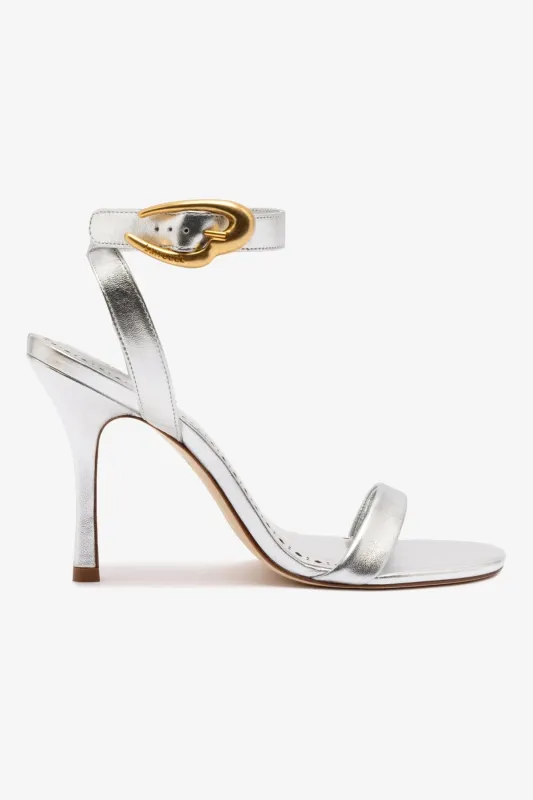 Verona Sandal In Silver Metallic Leather sold by Larroude