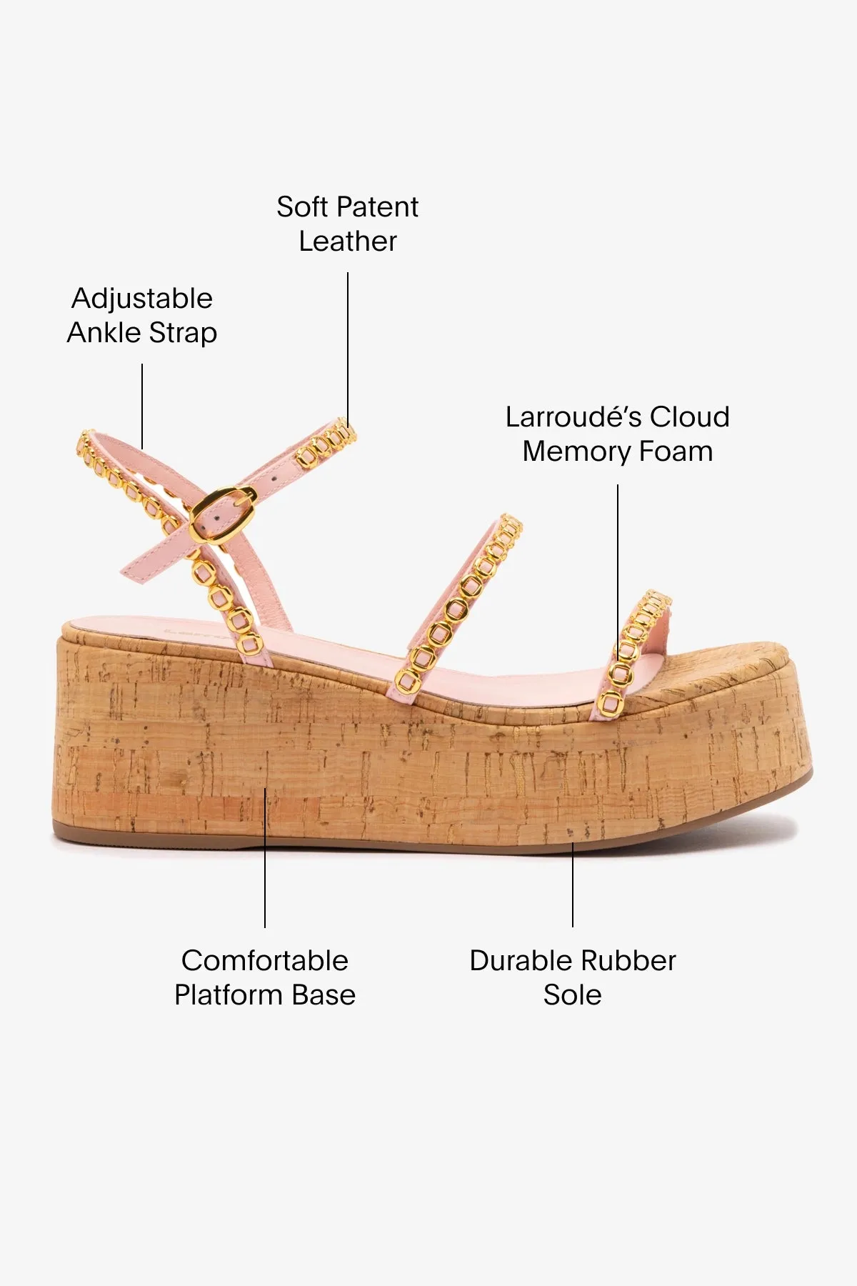 Gio Milanina Flatform In Tulip Patent Leather and Natural Cork sold by Larroude product image thumbnail 5