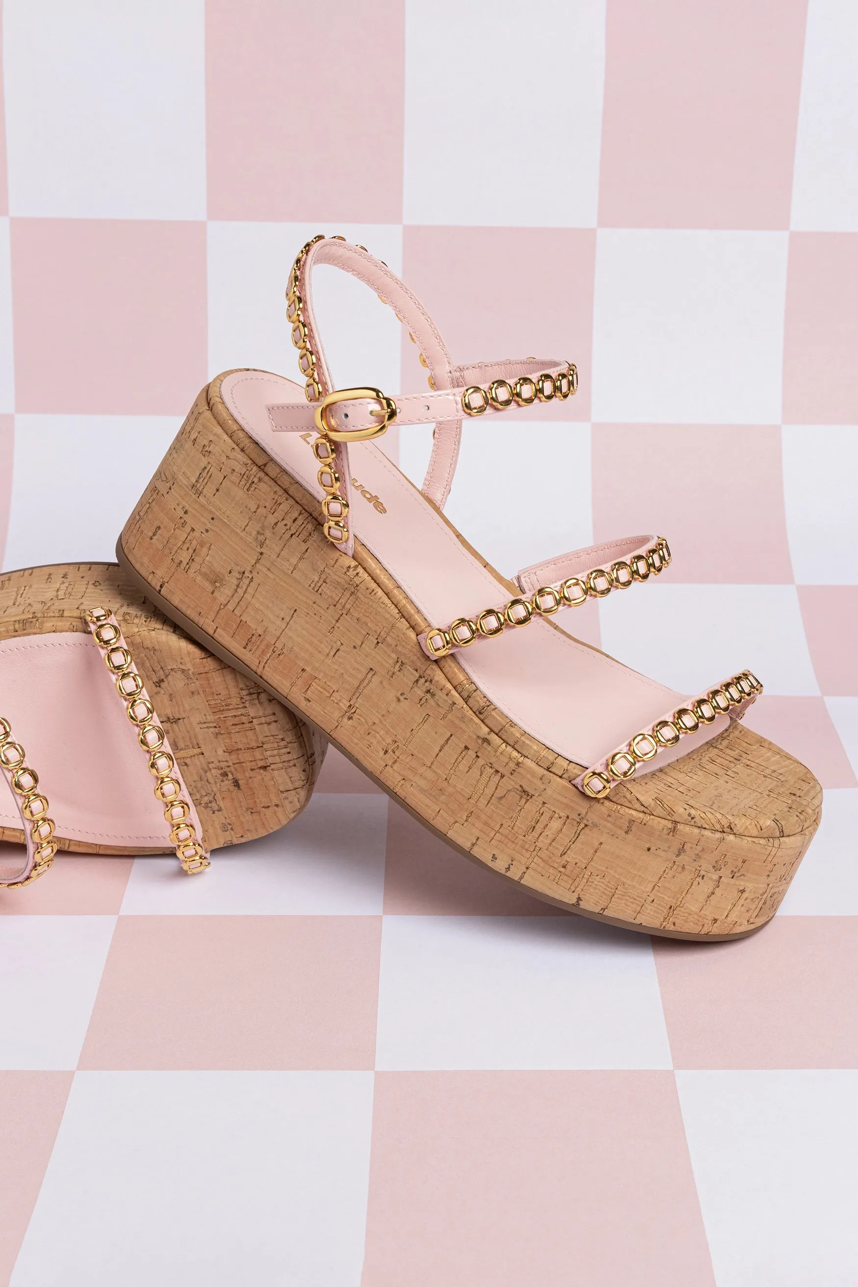 Gio Milanina Flatform In Tulip Patent Leather and Natural Cork sold by Larroude product image thumbnail 2