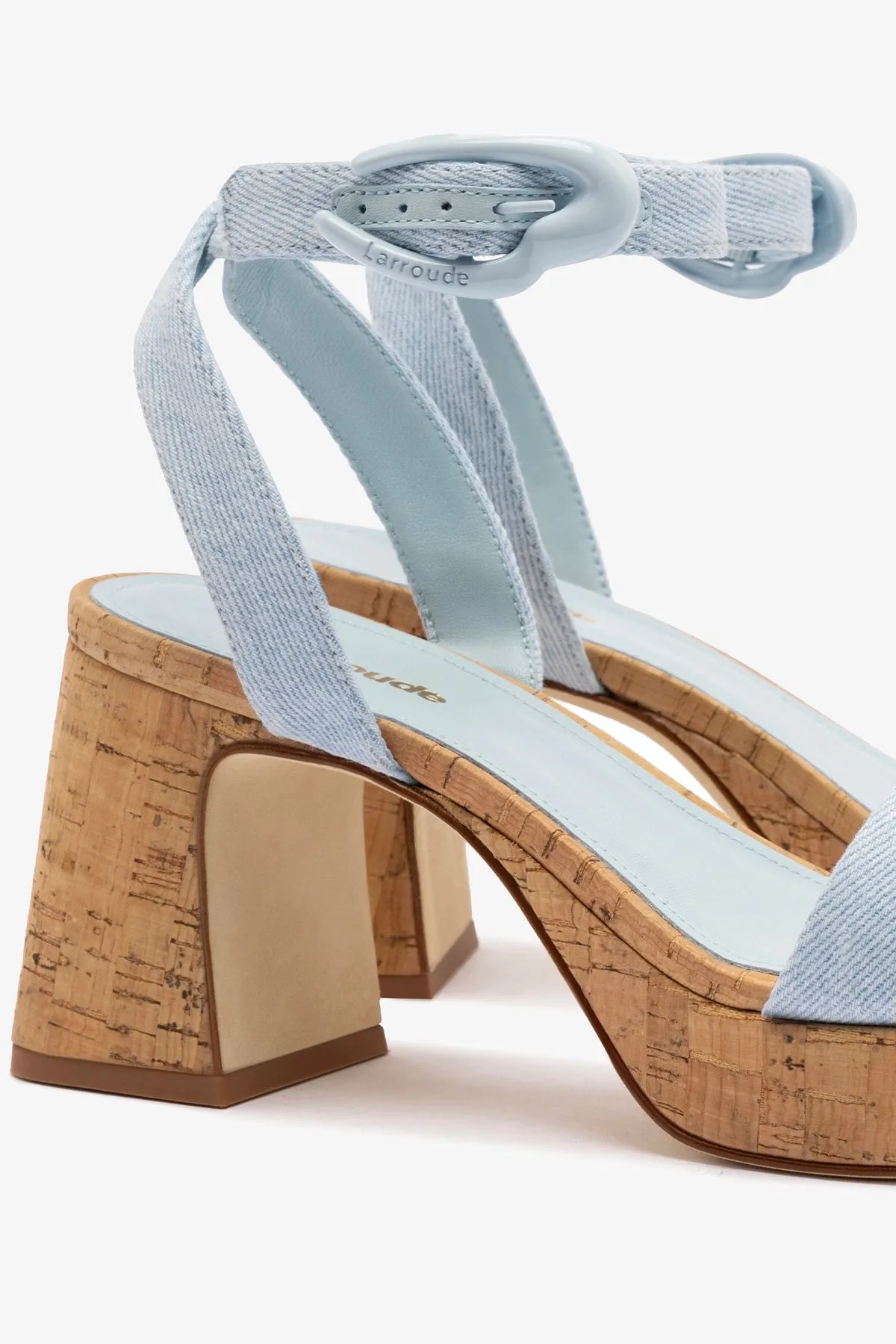Dolly Verona Low Sandal In Maya Denim and Natural Cork sold by Larroude product image thumbnail 4