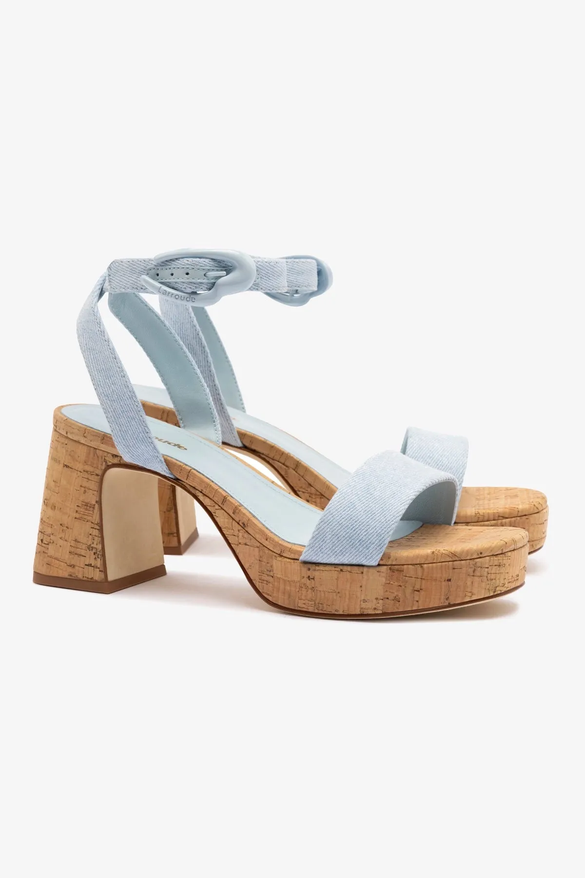 Dolly Verona Low Sandal In Maya Denim and Natural Cork sold by Larroude product image thumbnail 3