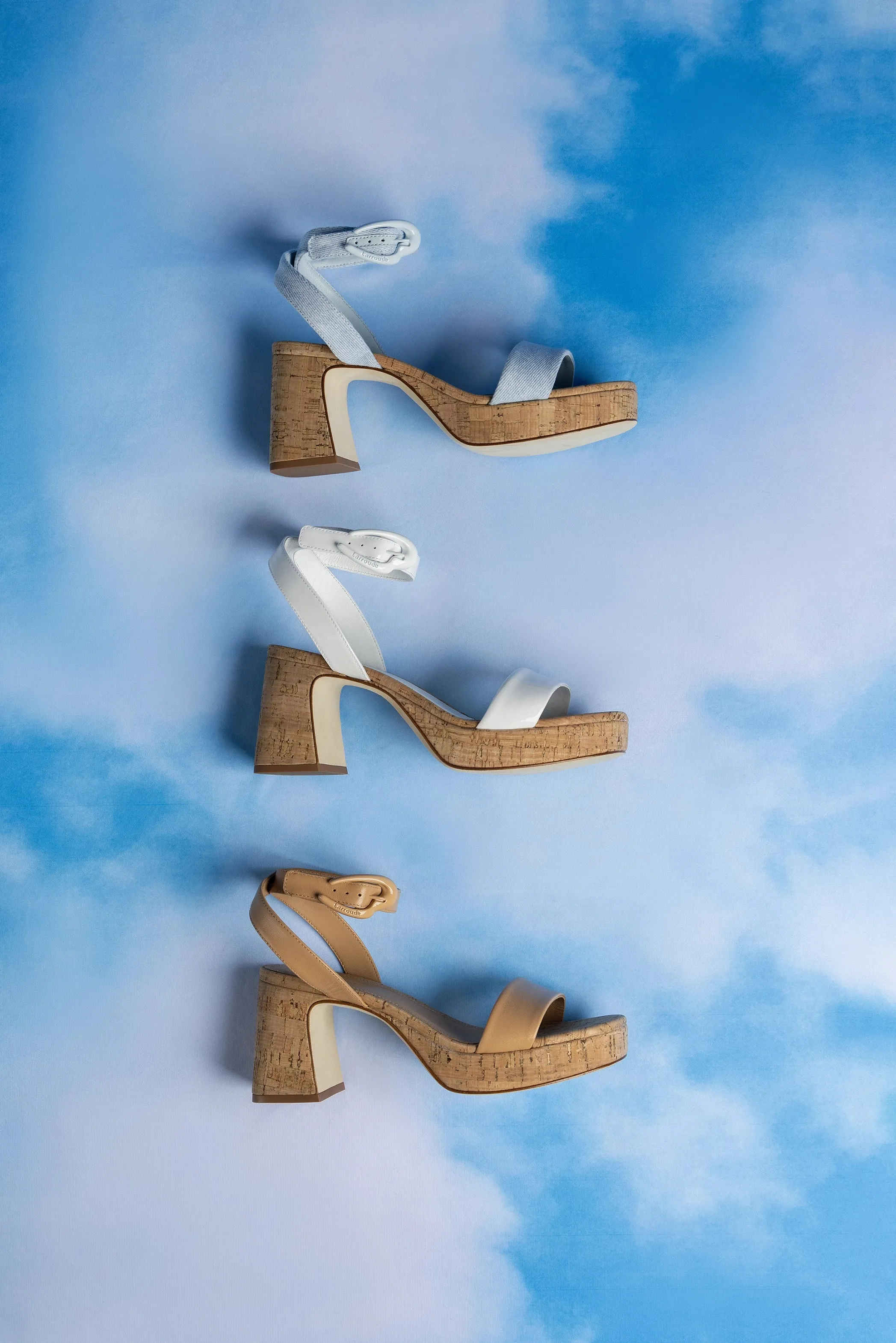 Dolly Verona Low Sandal In Maya Denim and Natural Cork sold by Larroude product image thumbnail 2