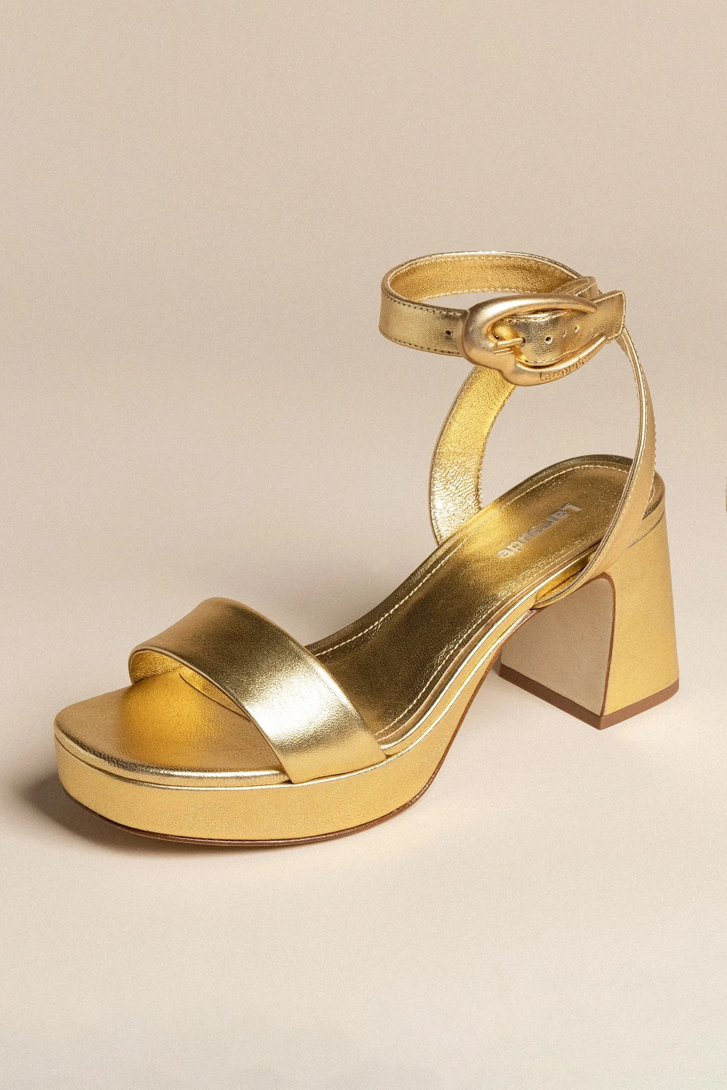 Dolly Verona Low Sandal In Gold Metallic Leather sold by Larroude product image thumbnail 2