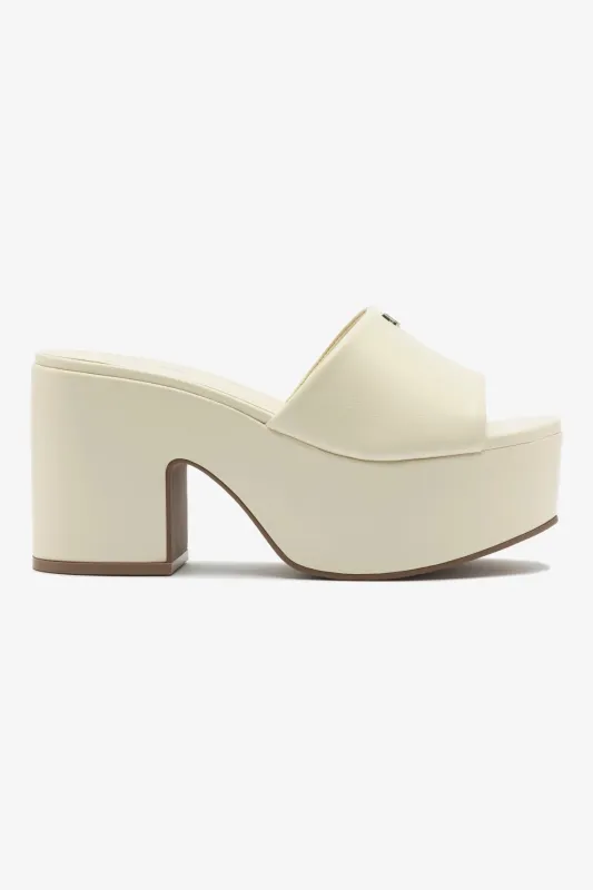 Miso Platform Mule In Ivory Leather sold by Larroude
