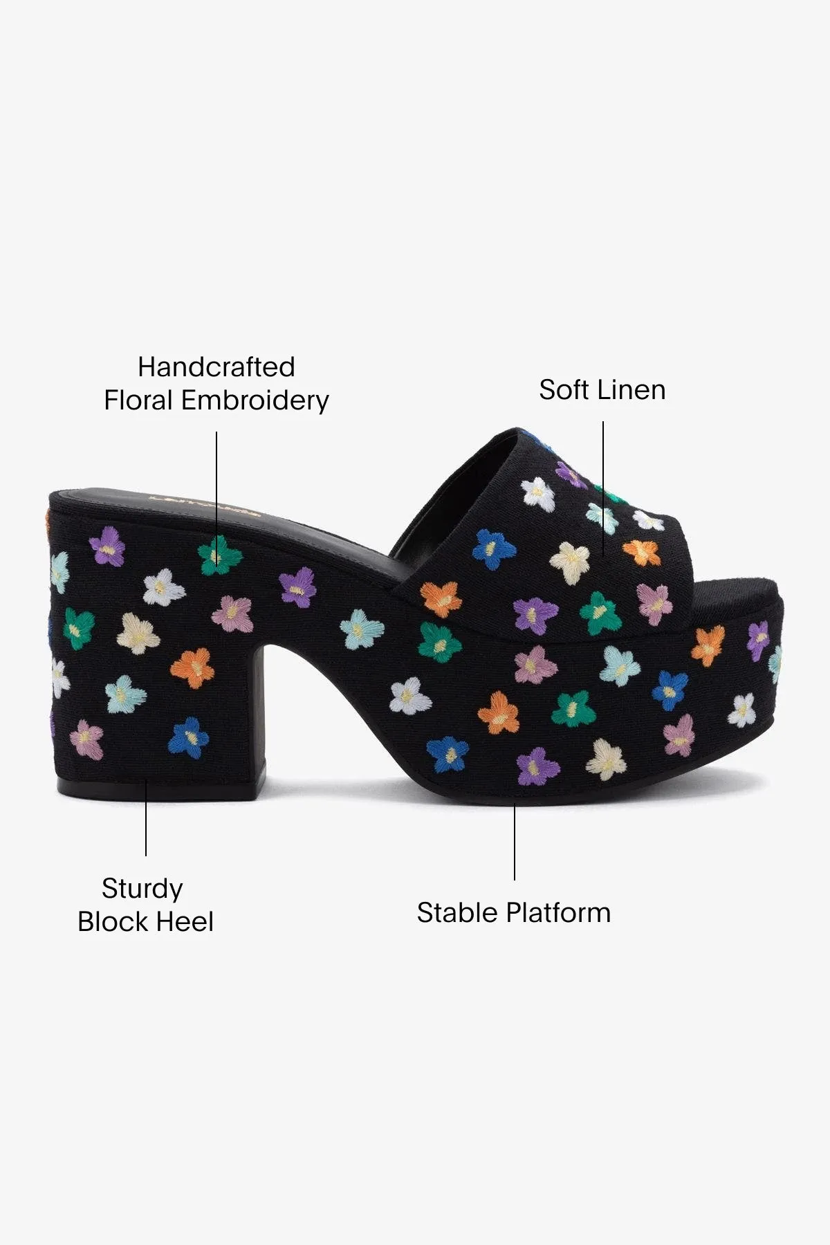 Miso Platform Sandal In Black Linen sold by Larroude product image thumbnail 5