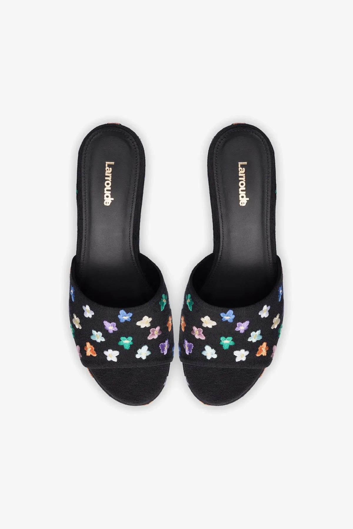 Miso Platform Sandal In Black Linen sold by Larroude product image thumbnail 4