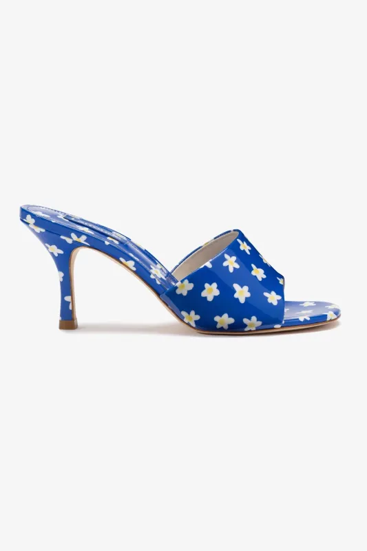 Colette Mule In Blue Floral Patent Leather sold by Larroude