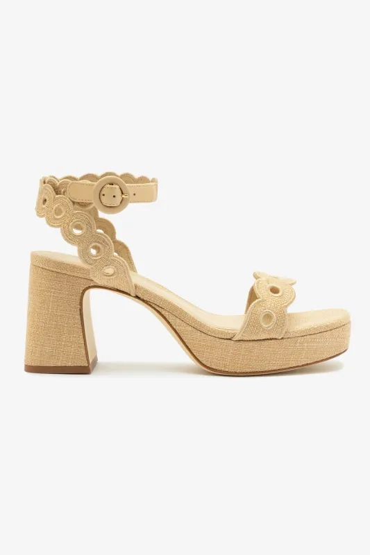 Dolly Broderie Low Sandal In Beige Raffia sold by Larroude