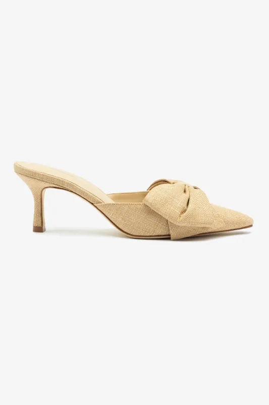 Mini Elle Pump In Beige Raffia sold by Larroude