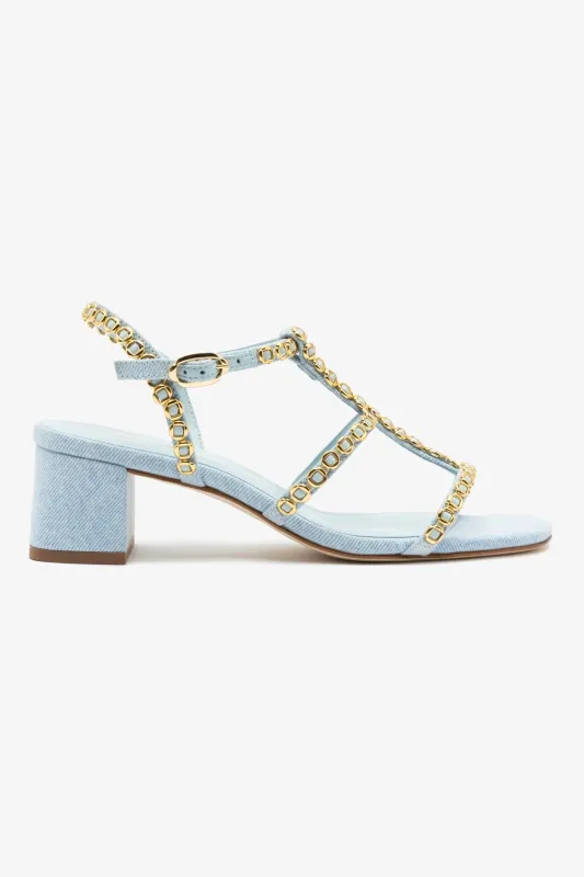 Milanina Block Sandal In Maya Denim sold by Larroude