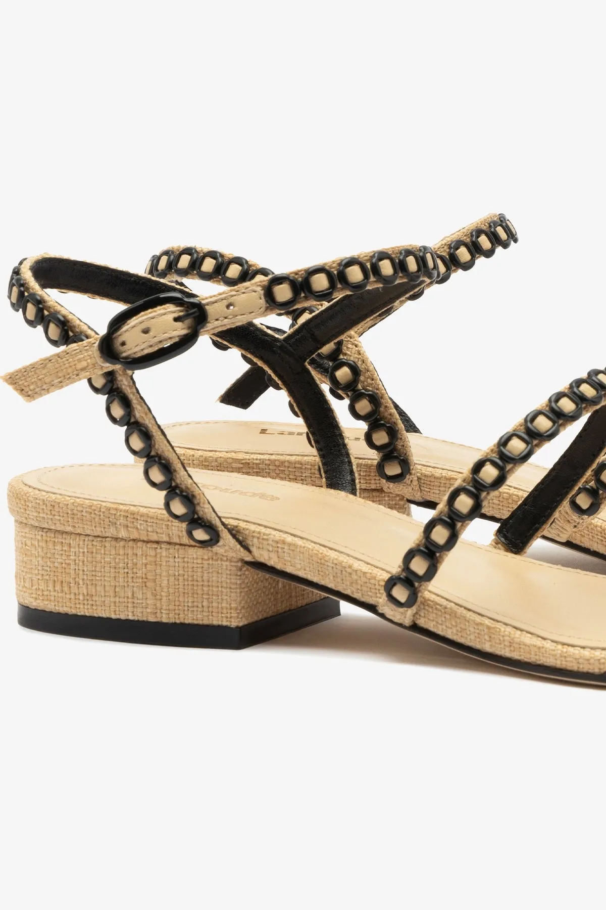 Milanina Flat Sandal In Beige Raffia sold by Larroude product image thumbnail 3
