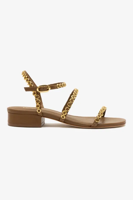 Milanina Flat Sandal In Russet Leather sold by Larroude