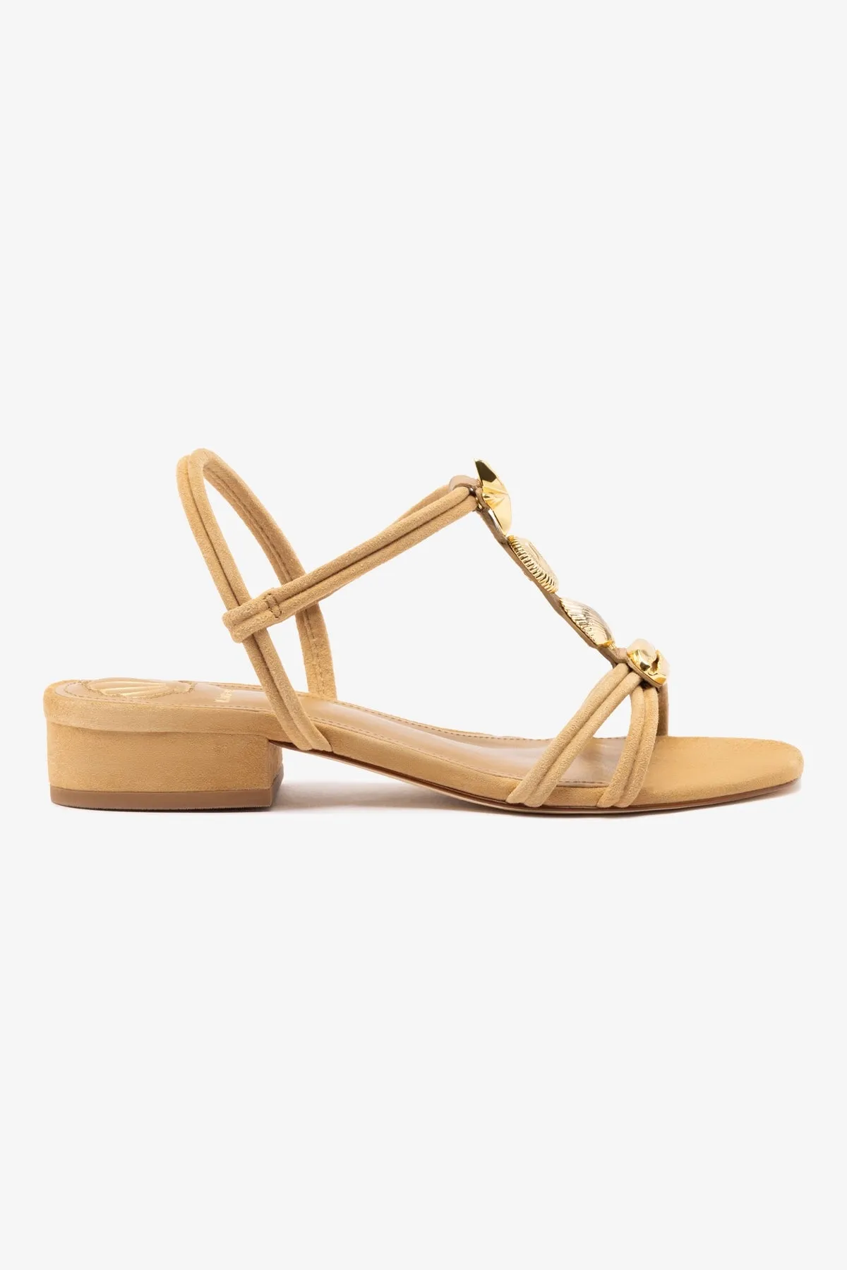 Shelly Flat Sandal In Peanut Suede sold by Larroude