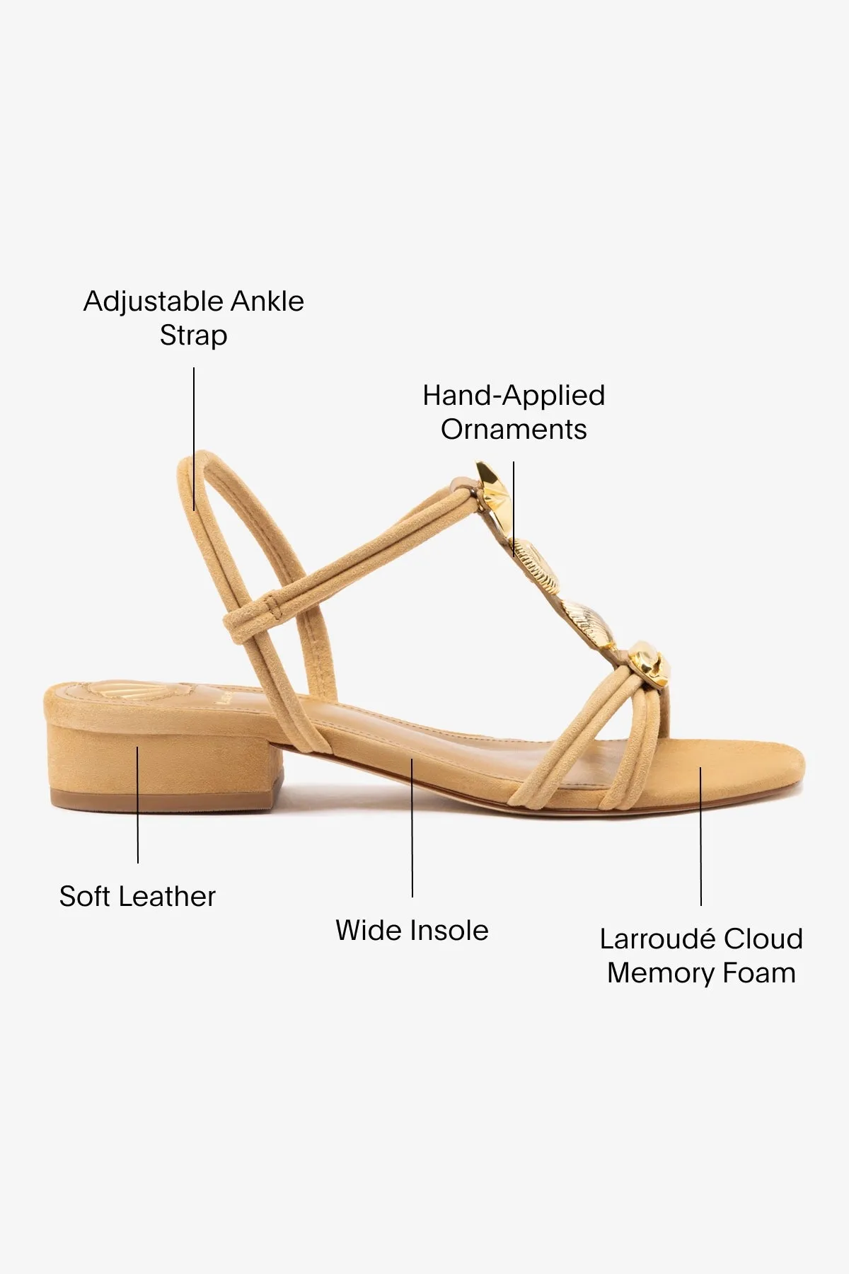 Shelly Flat Sandal In Peanut Suede sold by Larroude product image thumbnail 5