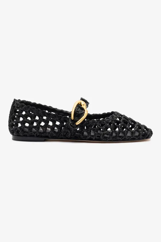 Verona Macrame In Black Embroidered Raffia sold by Larroude
