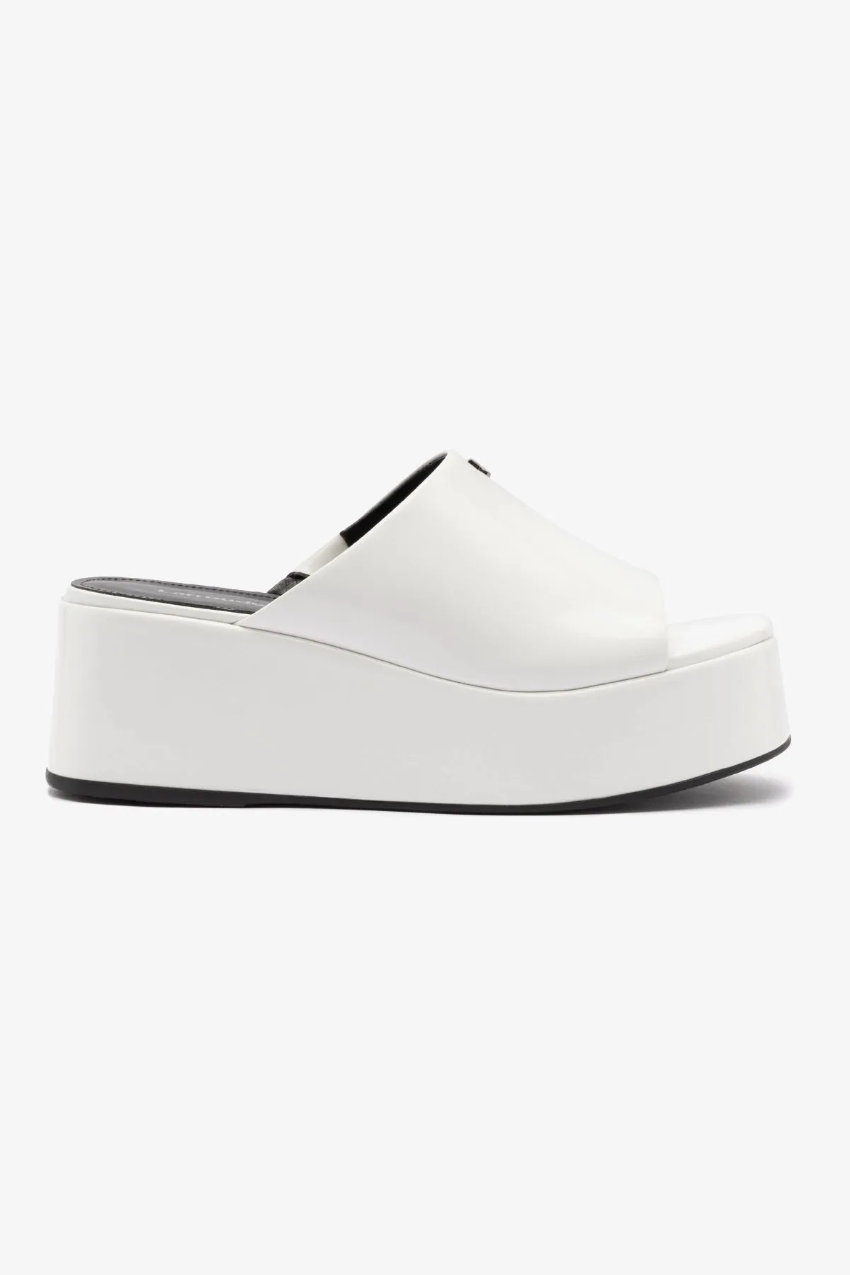 Charli Box Mule In White Leather sold by Larroude