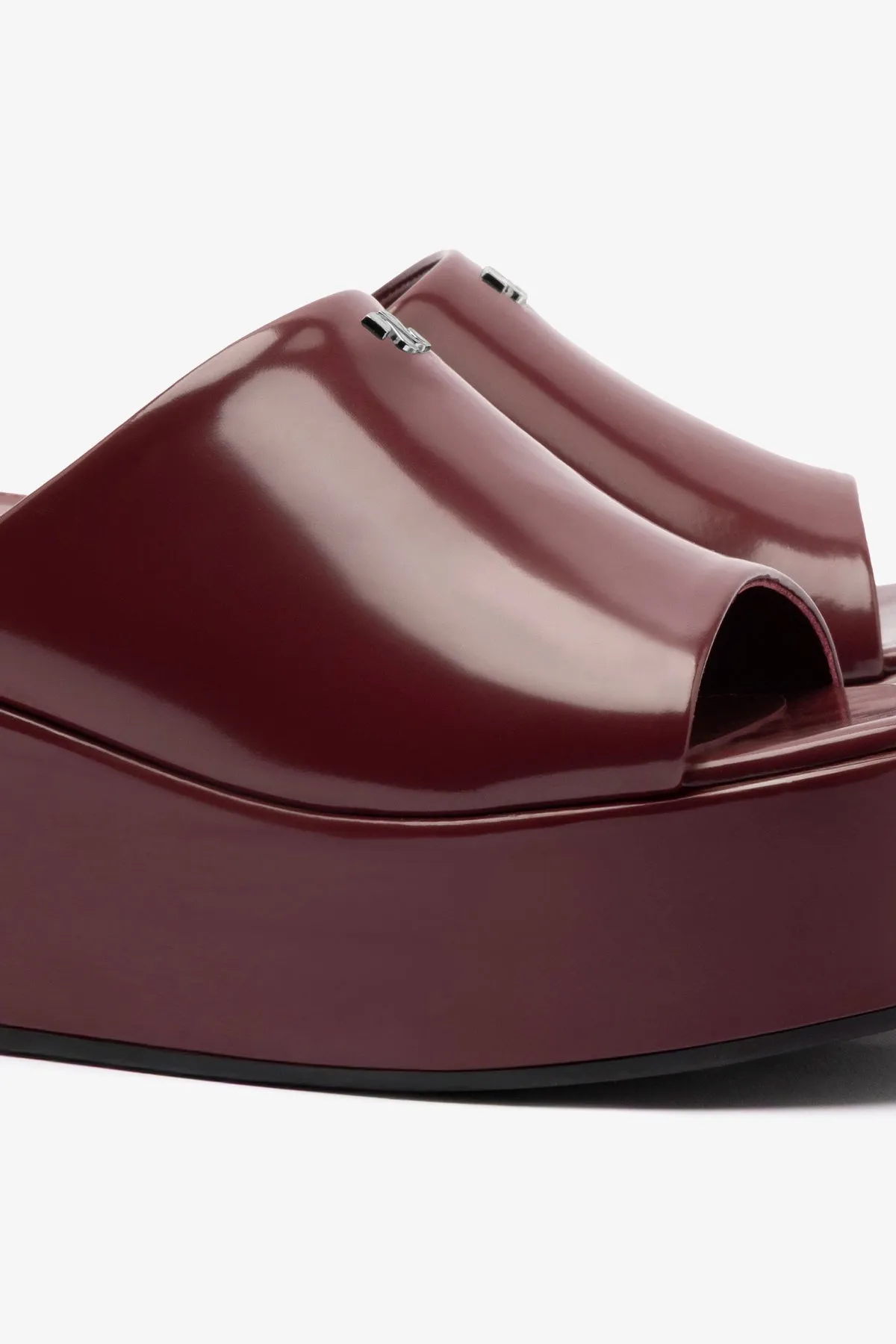 Charli Box Mule In Burgundy Leather sold by Larroude product image thumbnail 4