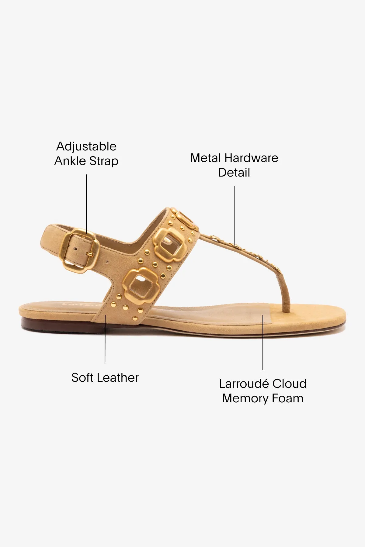 Milan Studs Thong Sandal In Peanut Suede sold by Larroude product image thumbnail 5