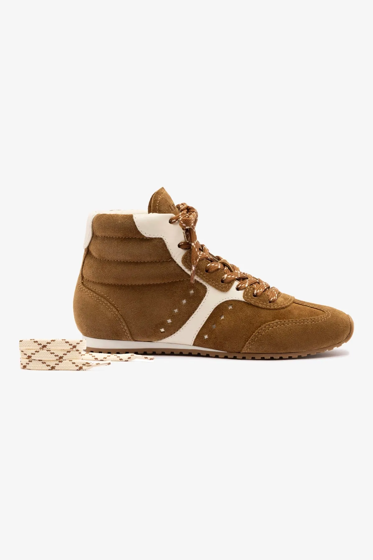 Stella Mid Sneaker In Russet Suede and Ivory Leather sold by Larroude product image thumbnail 5