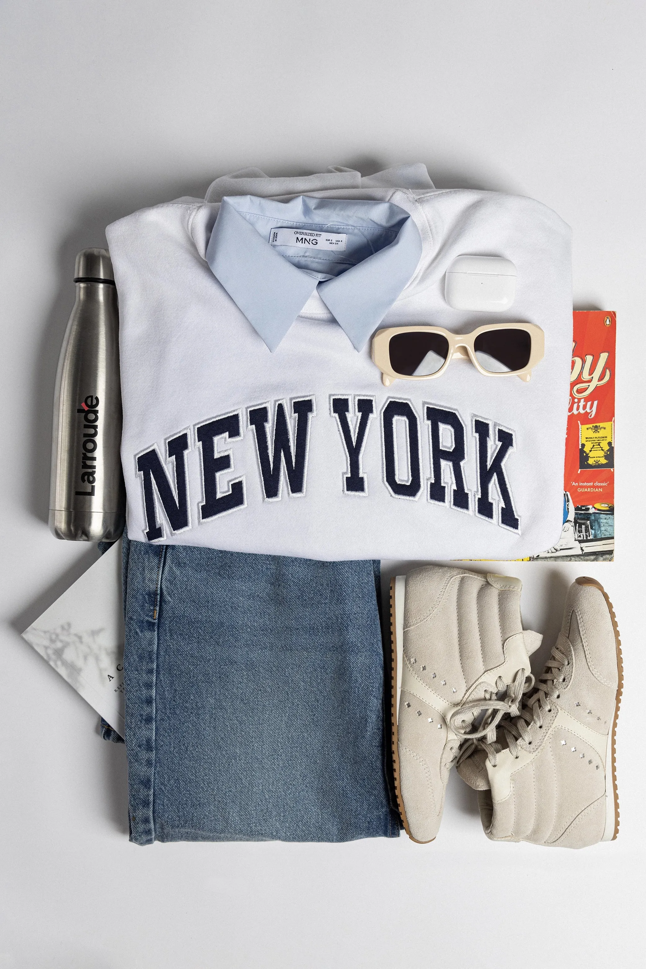 Stella Mid Sneaker In Mushroom Grey Suede and Ivory Leather sold by Larroude product image thumbnail 2