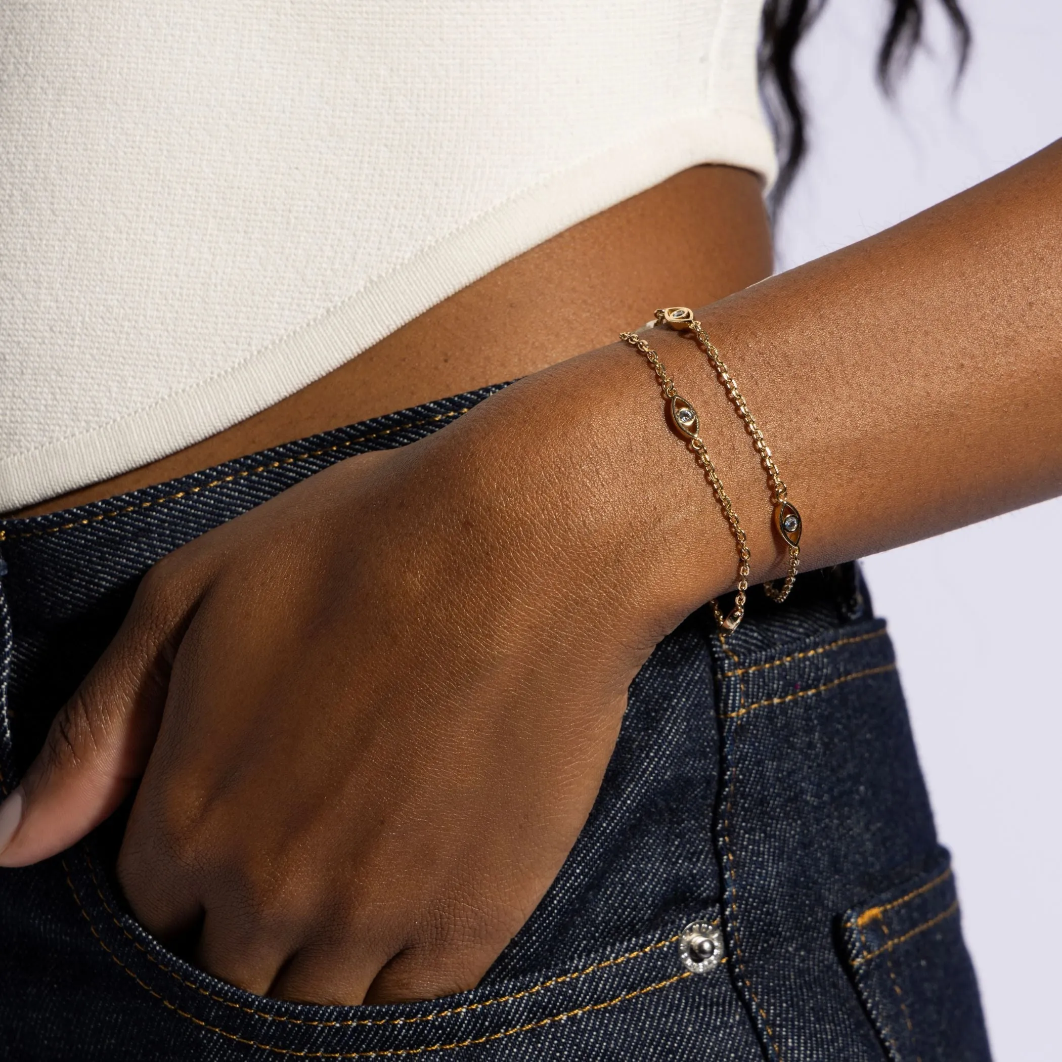 Jane Win: PROTECT Convertible Evil Eye Chain (Anklet, Bracelet, Necklace) sold by Larroude product image thumbnail 4