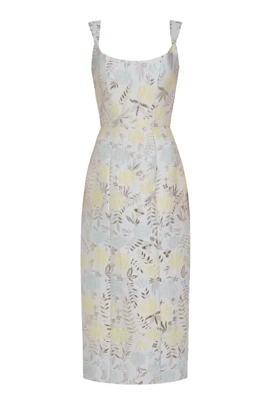 Numa Ivory Metallic Brocade Corset Dress sold by Larroude