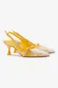 Larroudé x Markarian Ines Pump In Yellow Floral Brocade sold by Larroude