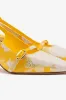 Larroudé x Markarian Ines Pump In Yellow Floral Brocade sold by Larroude