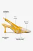 Larroudé x Markarian Ines Pump In Yellow Floral Brocade sold by Larroude