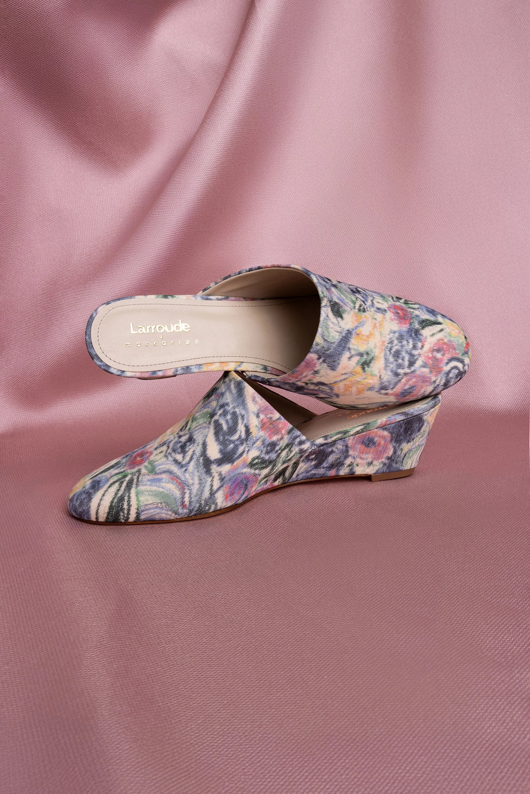 Larroudé x Markarian Venice Wedge In Ash Blue Floral Demetra sold by Larroude product image thumbnail 2