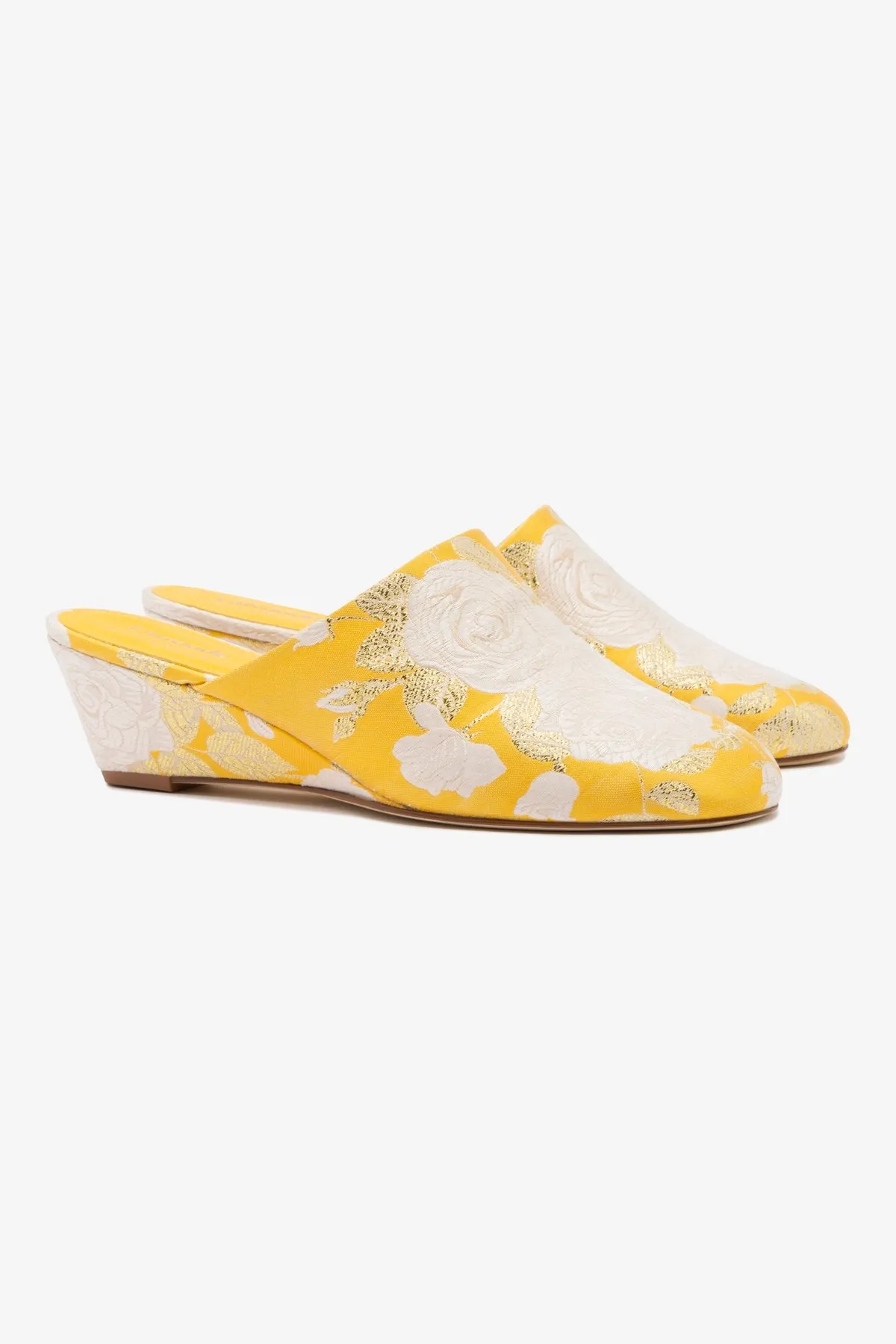 Larroudé x Markarian Venice Wedge In Yellow Floral Brocade sold by Larroude product image thumbnail 3
