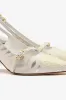 Larroudé x Markarian Ines Pump In Yvette Ivory Brocade sold by Larroude