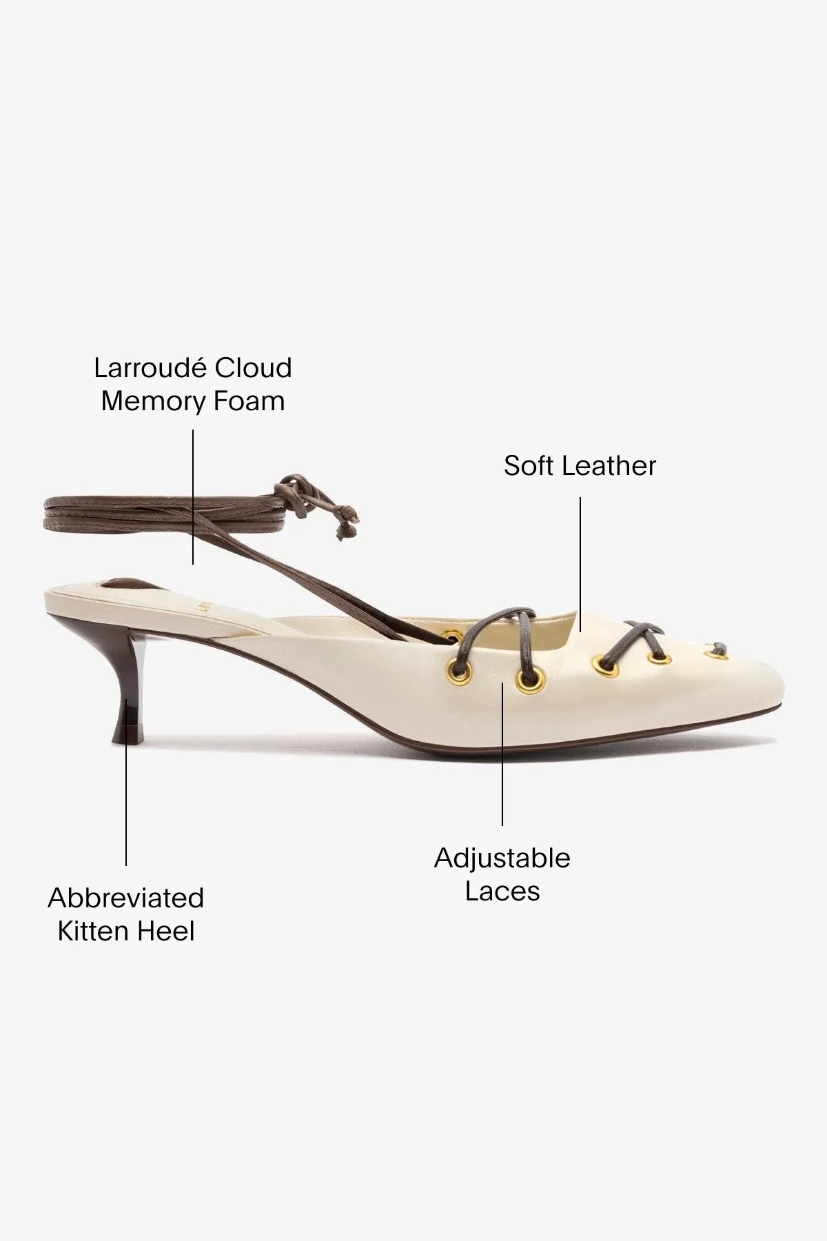 Amal Lace Up Pump In Ivory Leather sold by Larroude product image thumbnail 5