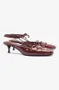 Amal Lace Up Pump In Burgundy Leather sold by Larroude