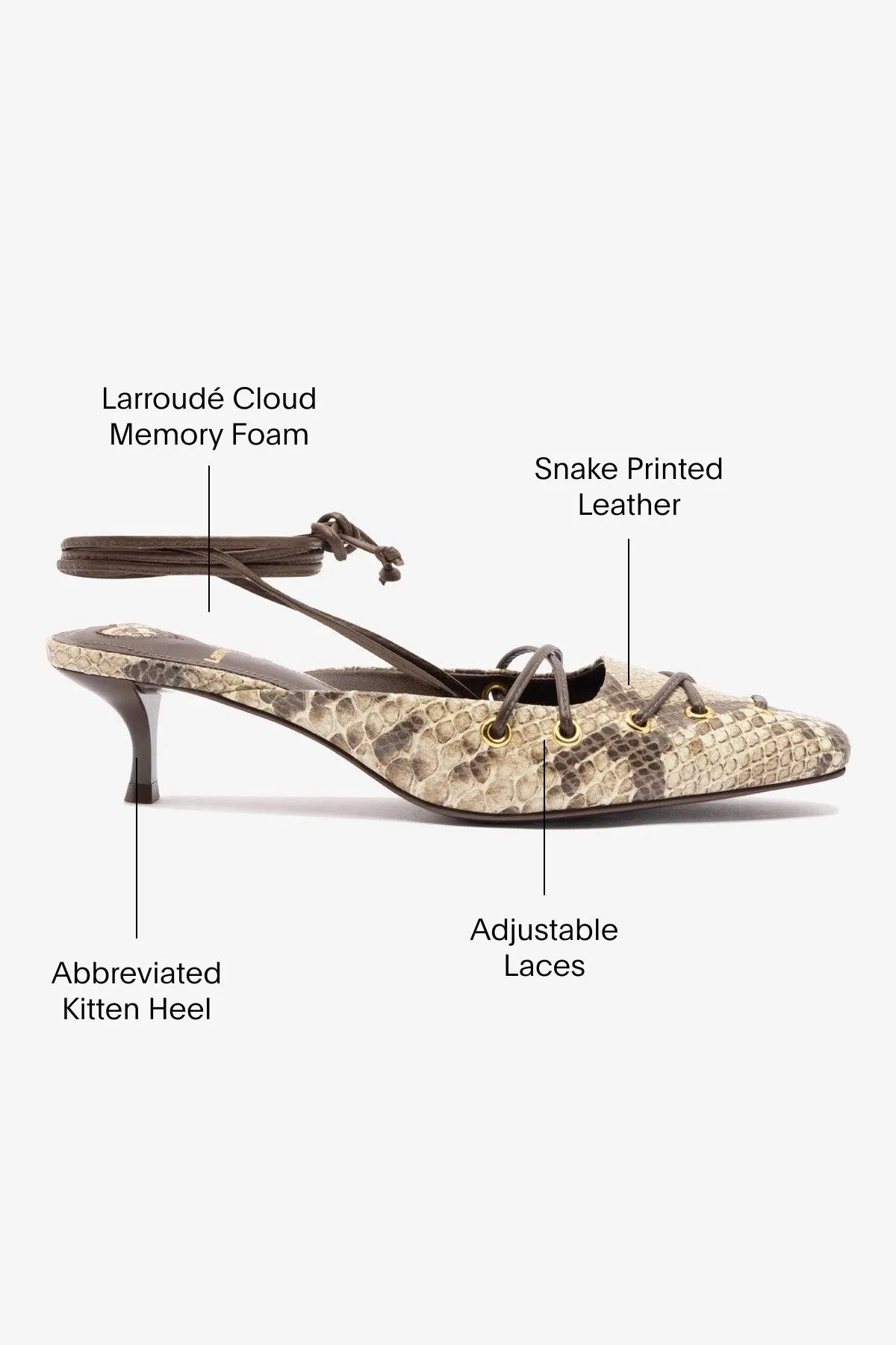 Amal Lace Up Pump In Neutral Printed Snake sold by Larroude product image thumbnail 5